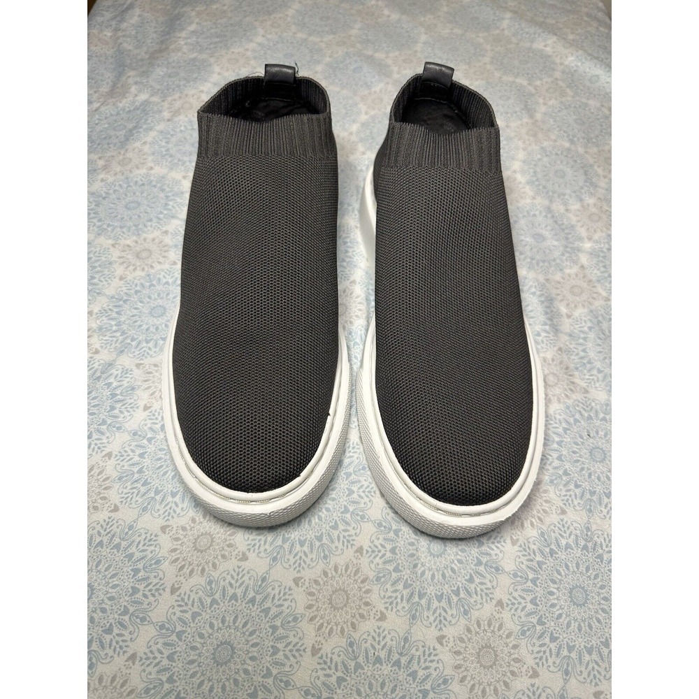 J/Slides NYC Dark‎ Grey Stretch Knit Slip On Platform Sneakers Womens 8